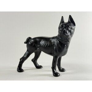 Cast Iron Boston Terrier Reproduction Dog Figurine Black Vintage Style Decor